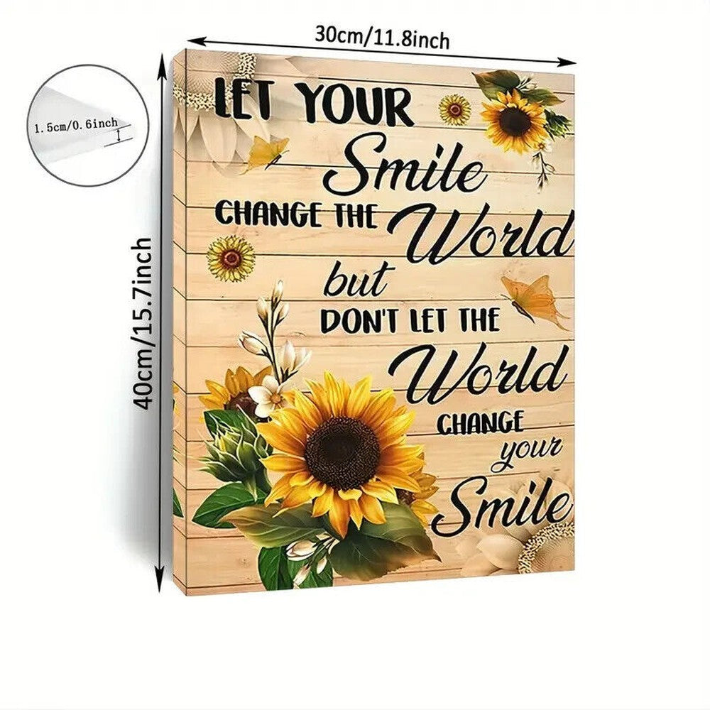 Let Your Smile Change The World Canvas Print Framed 11.8" x 15.7" Wall Art NEW! Home & Garden:Home Décor:Posters & Prints Style Your Walls